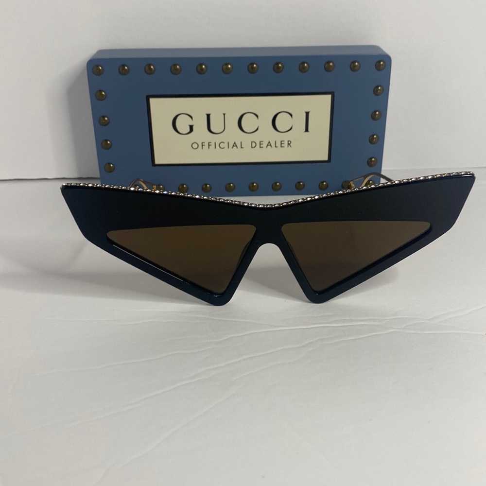 New - GUCCI Geometric Crystal Sunglasses GG0430S Black - Picture 5 of 16